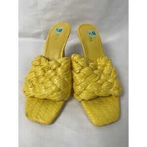 Guess Women's Byanna Heels Yellow Woven Square Toe Stiletto Size 8.5